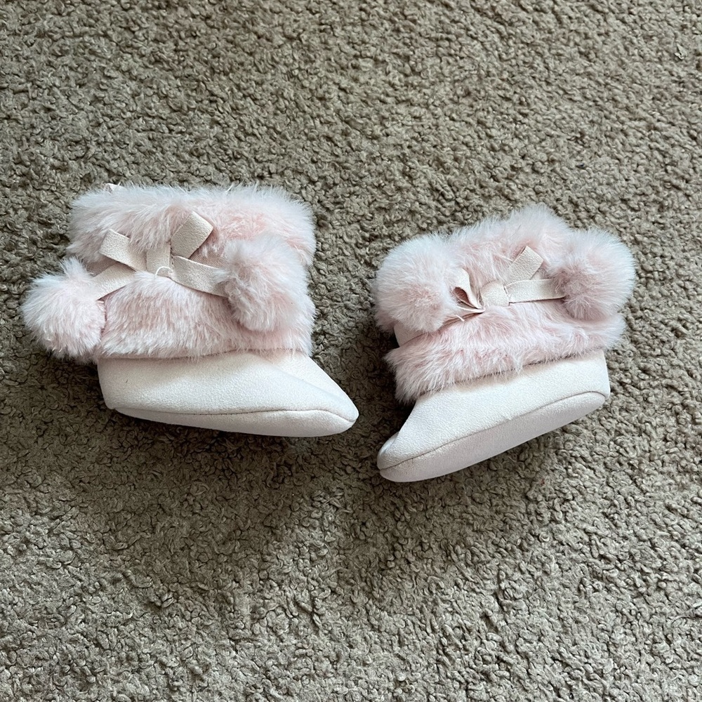 Stepping Stones Fuzzy Pink Booties